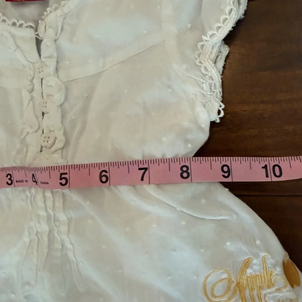 Apple‎ Bottoms Girls White Swiss Dot One Shoulder Ruffle Dress Size 4 Cotton Y2K